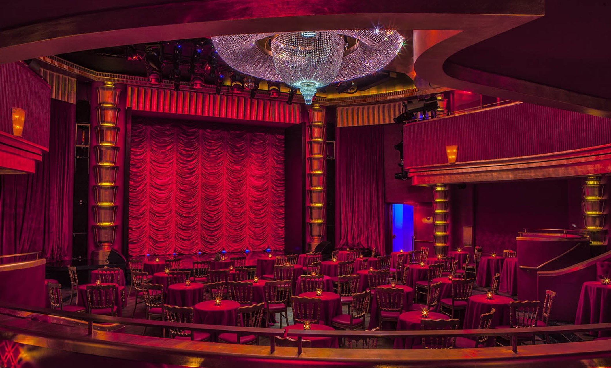 Sitting area at Faena Theater with Red decor