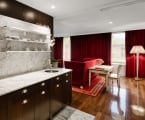 hotel loft suite with counter and living space